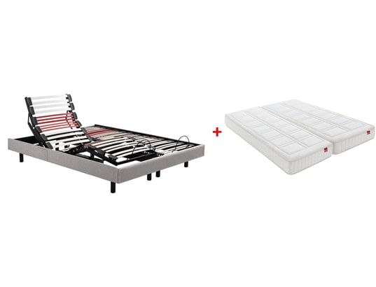 EPEDA - Sommier Electrique 2 x 90 x 200 Horizon 1820D gris clair + 2x balade équilibré