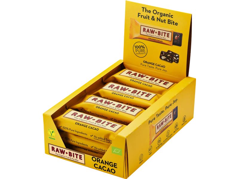 Rawbite Riegel Bio Rohkost Orange Cacao 12 x 50 g Leckerer Rohkostriegel mit Orange Cacao