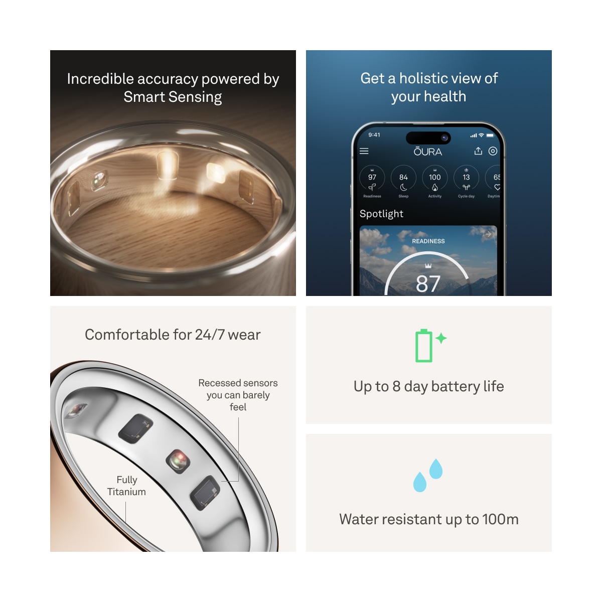 Oura-ring smarttring 4 størrelse 5 (Rose Gold)