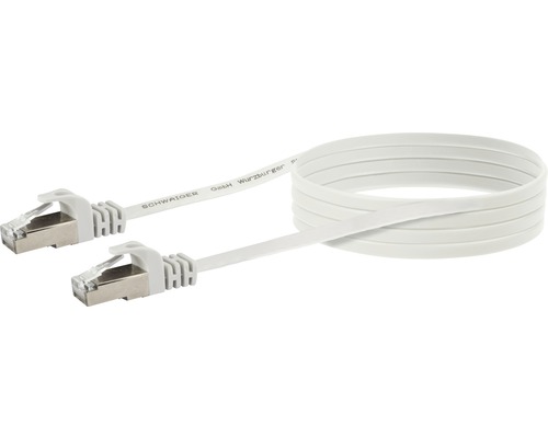 CAT 6 netwerk platte kabel U/FTP 10 m wit Schwaiger CKF6100532