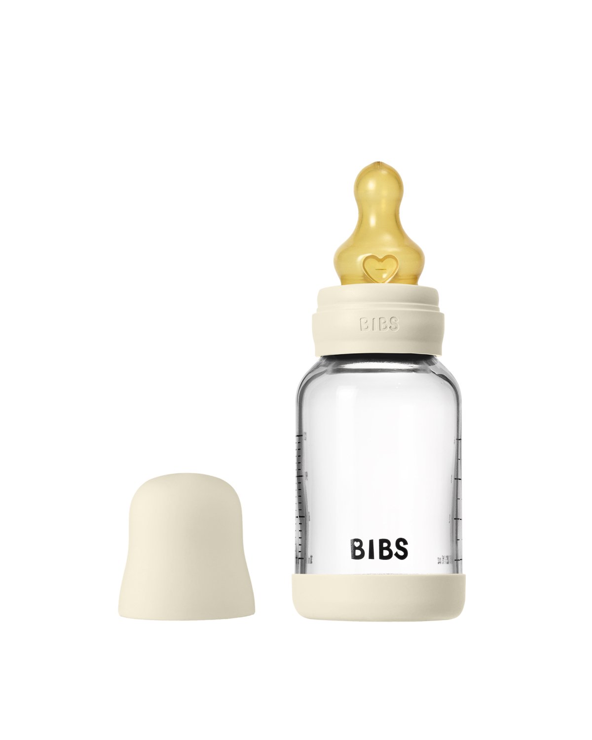 BIBS Tåteflaske i Glass med silikonbunn | Komplett Sett – 120ml