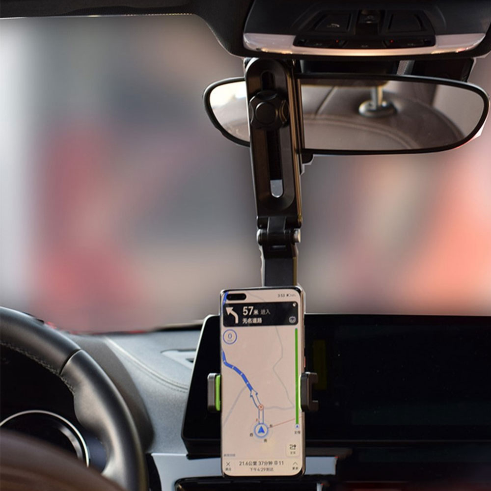 Universal Auto KFZ 360° Grad Smartphone Halterung Verstellbar für Rückspiegel / Sonnenblende - Schwarz