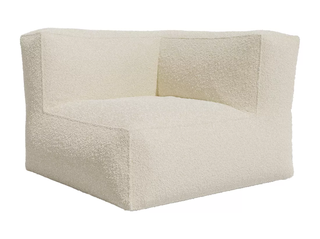 Canapé modulable avec pouf en tissu bouclette beige NOUMARA