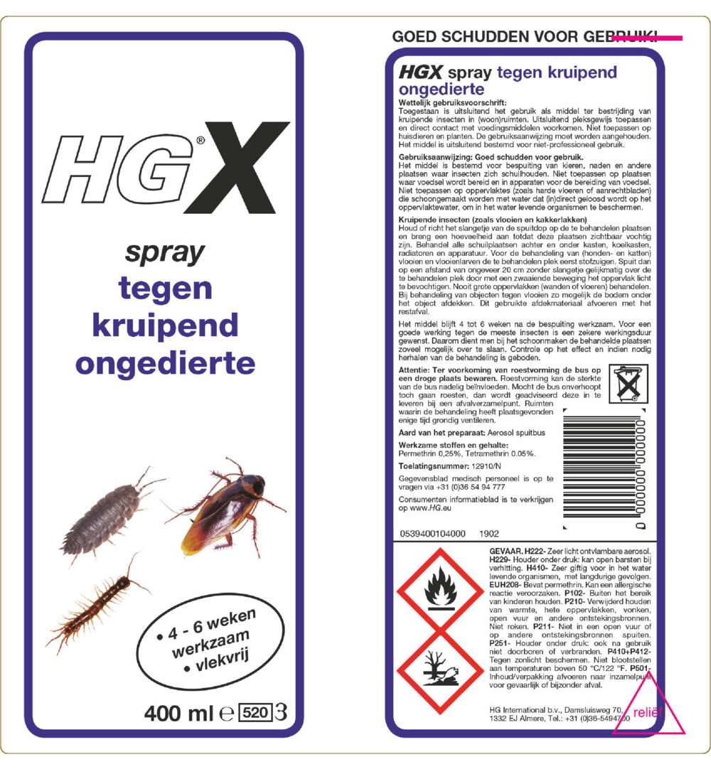 HG X Kruipend Ongedierte Spray (400 ml)