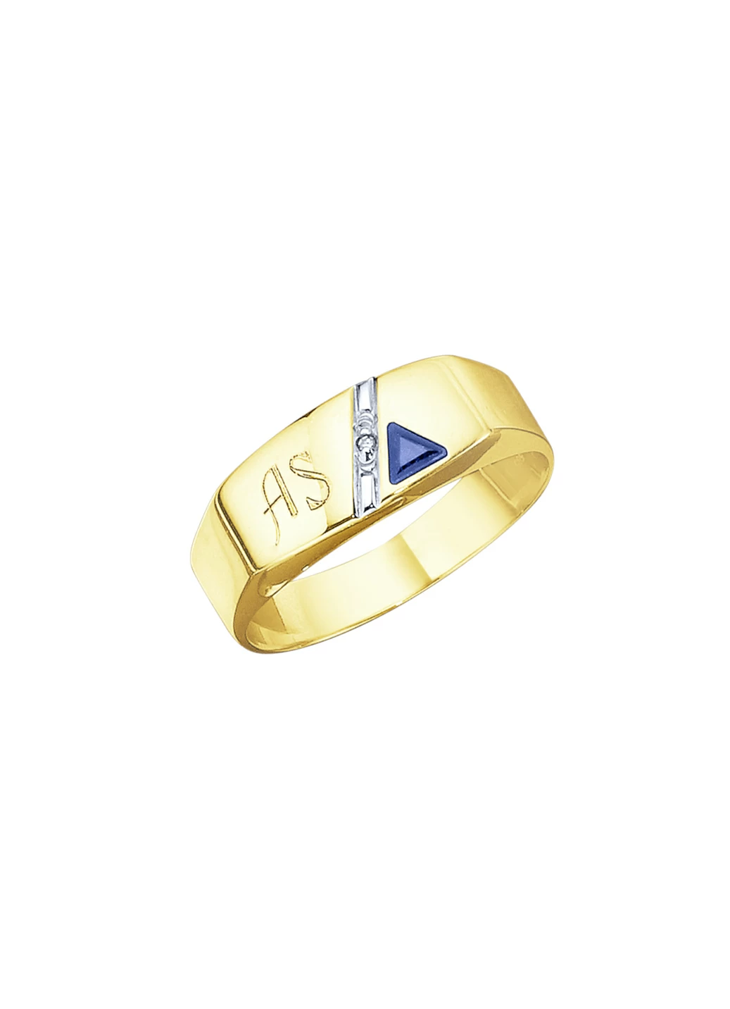Herrenring mit Diamant und Safir