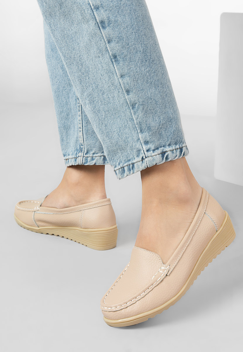 Mocassins femme à plateforme beige Storia