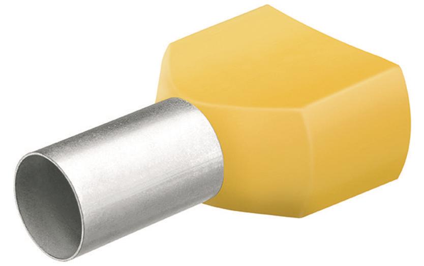 Aderendhülsen Twin 26 x 14 mm Gelb, 50 StückMit Kunststoffkragen