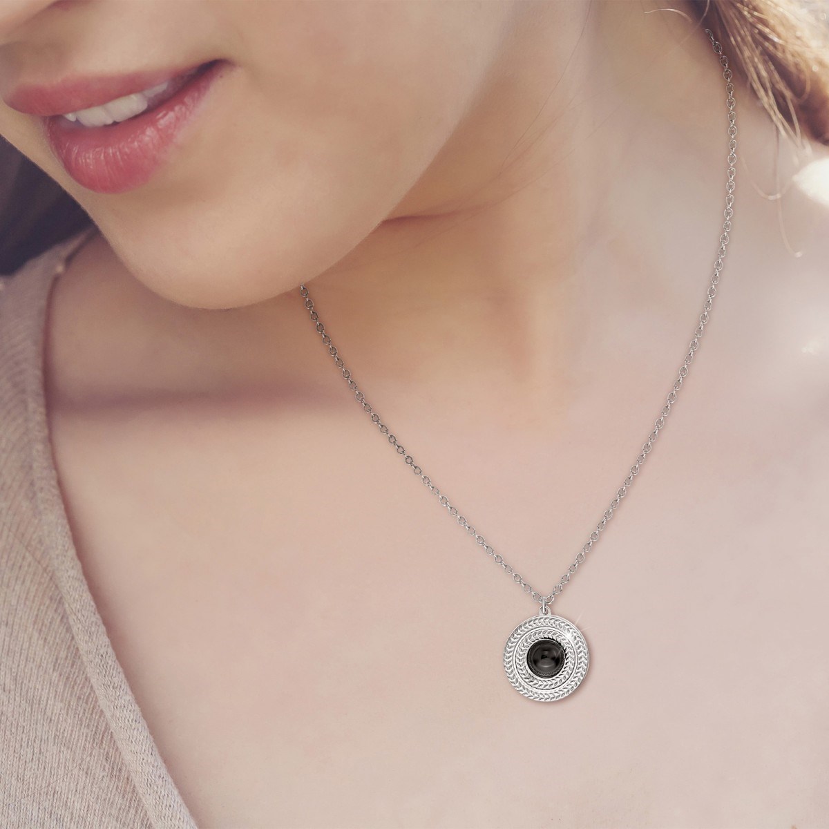 Collier SC Bohème orné d'une obsidienne