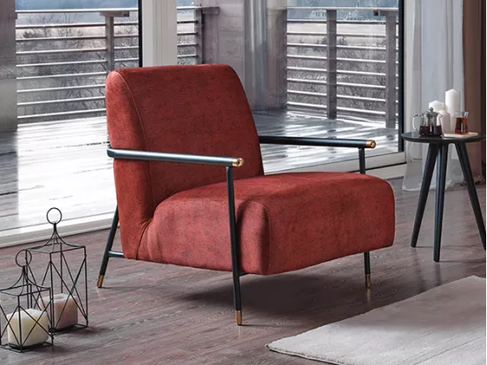 Fauteuil en velours rouge MONESI de Pascal Morabito