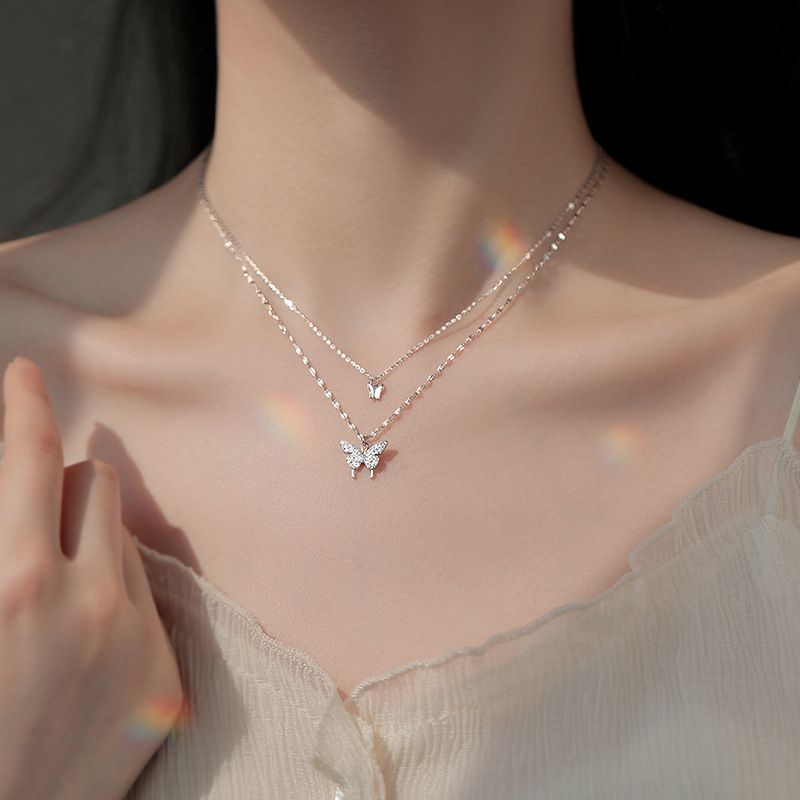 Korrs - Vlinderhanger gelaagde sterlingzilveren ketting