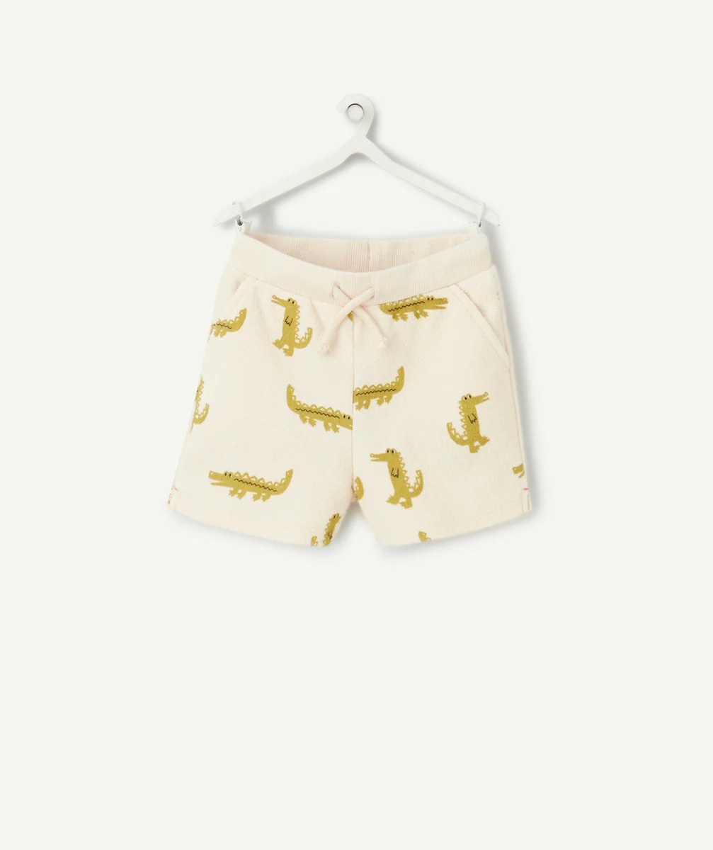 BERMUDA BÉBÉ GARÇON MATIÈRE ÉPONGE EN FIBRES RECYCLÉES IMPRIMÉ CROCO