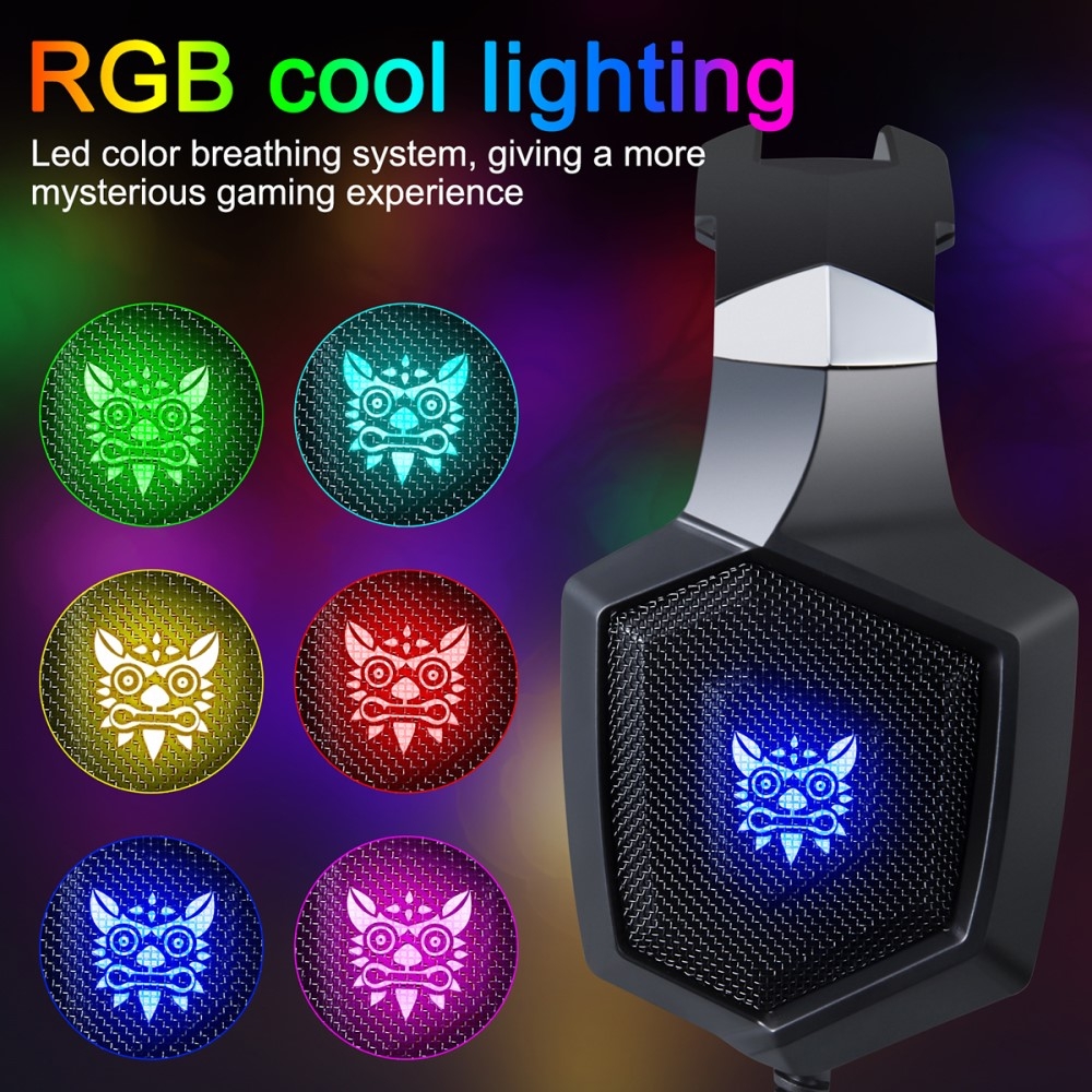 K8 Gaming USB Kopfhörer LED Headset mit Mikrofon   3.5mm Klinken Schwarz (Design I)