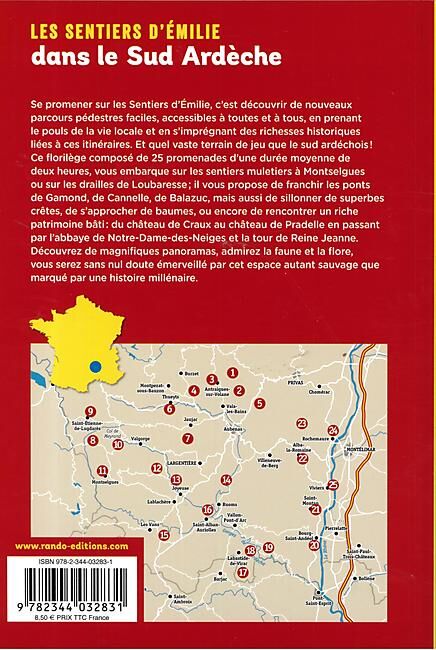 RANDO EDITIONS - SENTIERS EMILIE DANS LE SUD DE ARDECHE