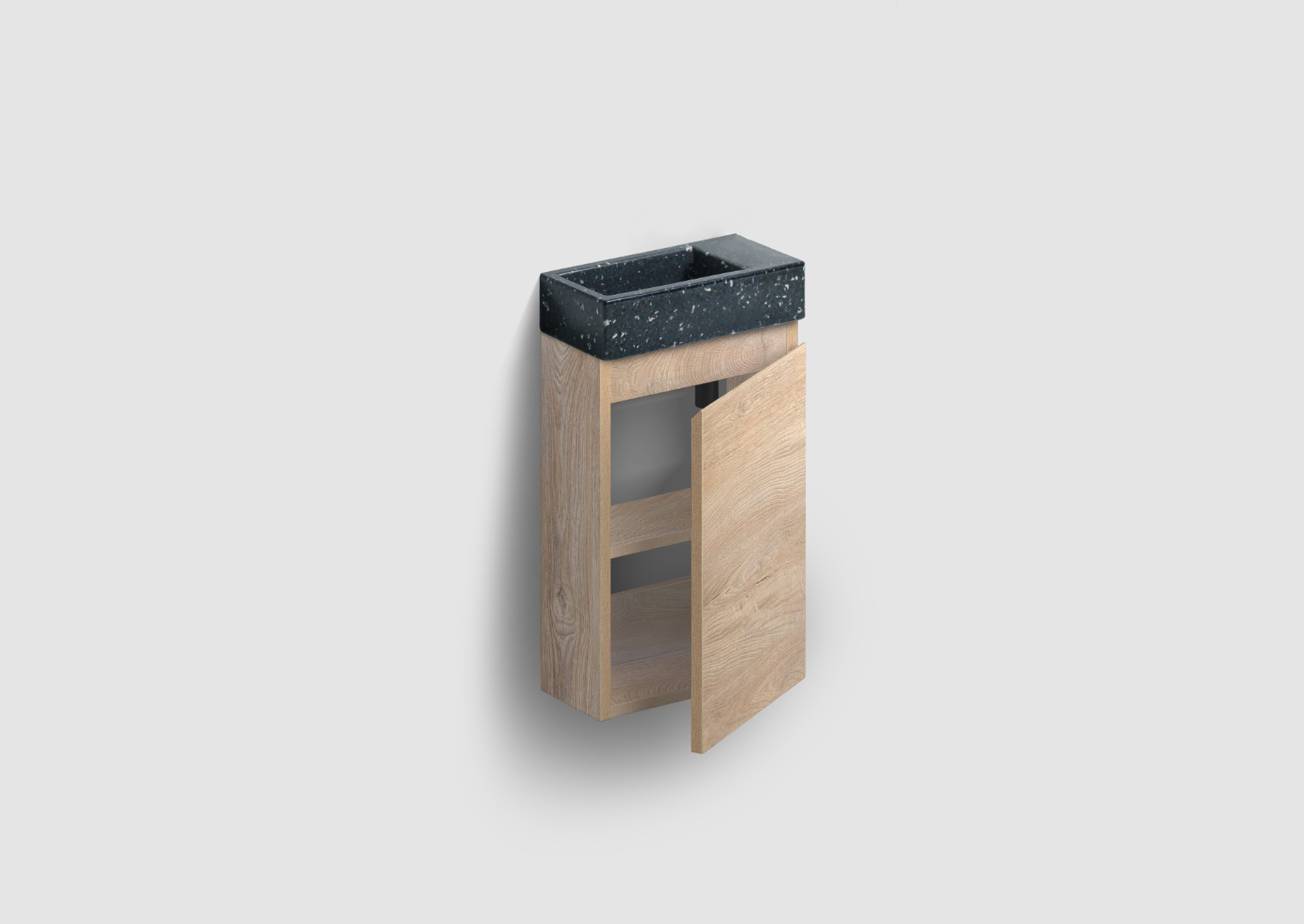 Clou Flush 3 toiletmeubel 36cm eiken rechtsdraaiend met fontein polyethyleen heelal zonder kraangat