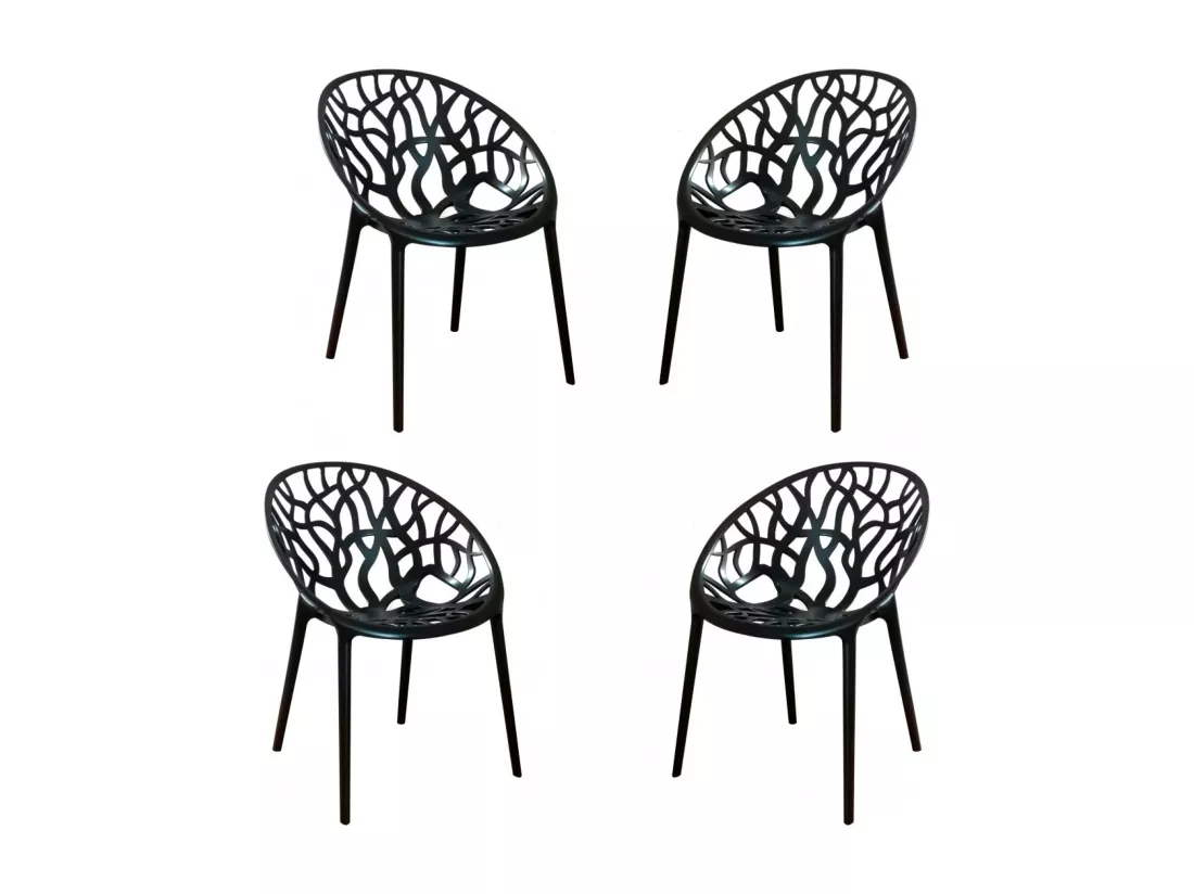 Pack 4 Chaises de Jardin - Chrystal - Noir