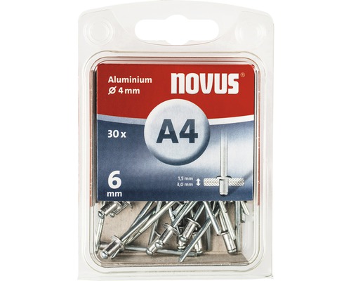 Novus blindklinknagels aluminium Ø 4x6 mm verpakking van 30