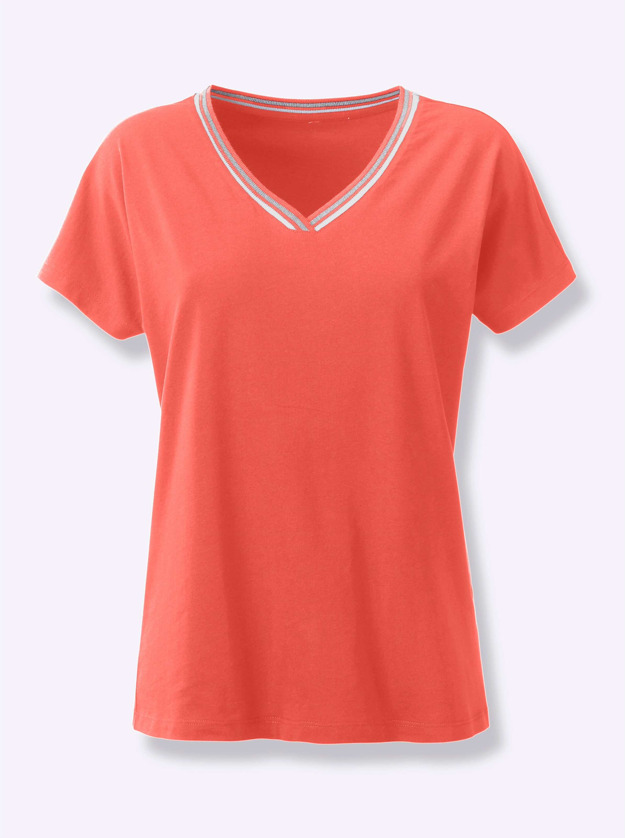 V-Shirt in korallenrot