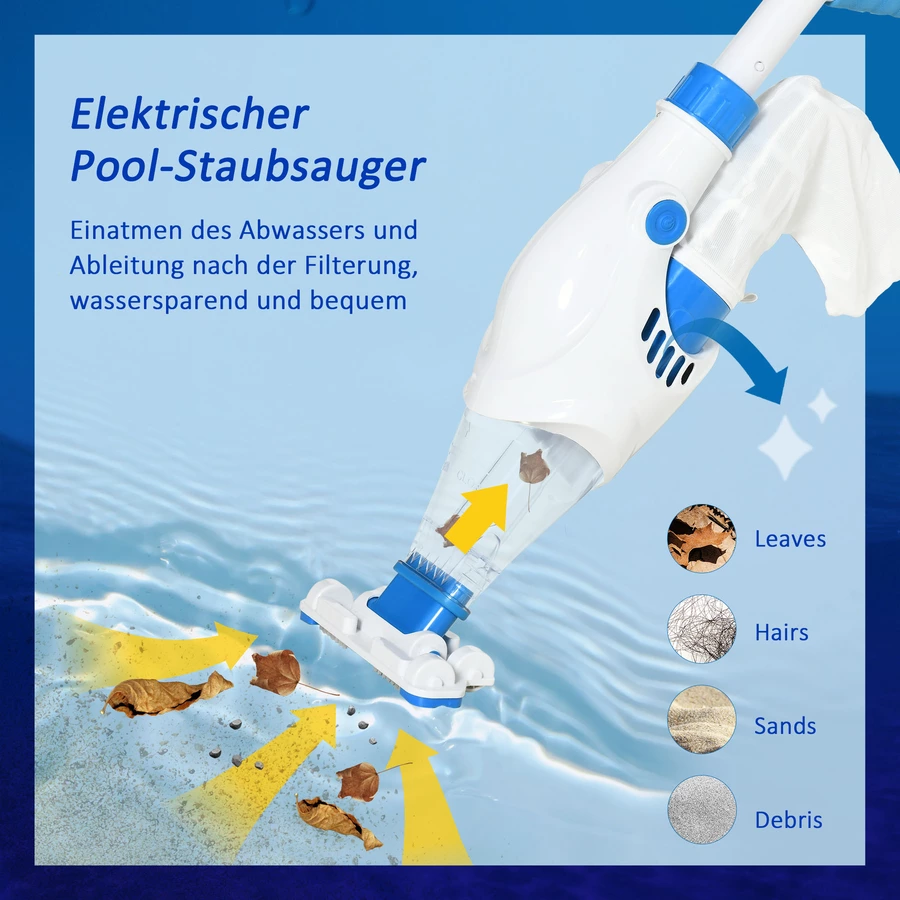 Outsunny Poolsauger mit Akku, Filter bunt