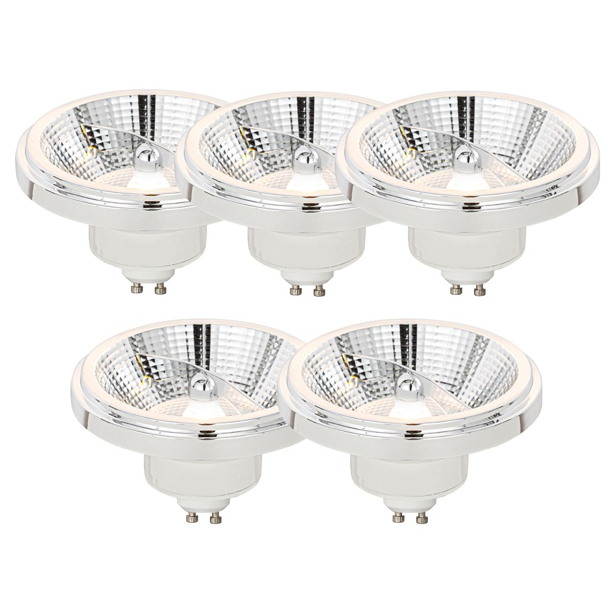 Set van 5 GU10 dimbare LED lamp AR111 wit 11W 810 lm 2700K