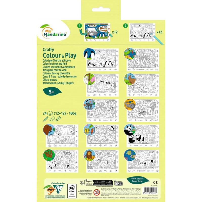 Graffy Colour & Play Cherche et trouve, Zoo - Vert