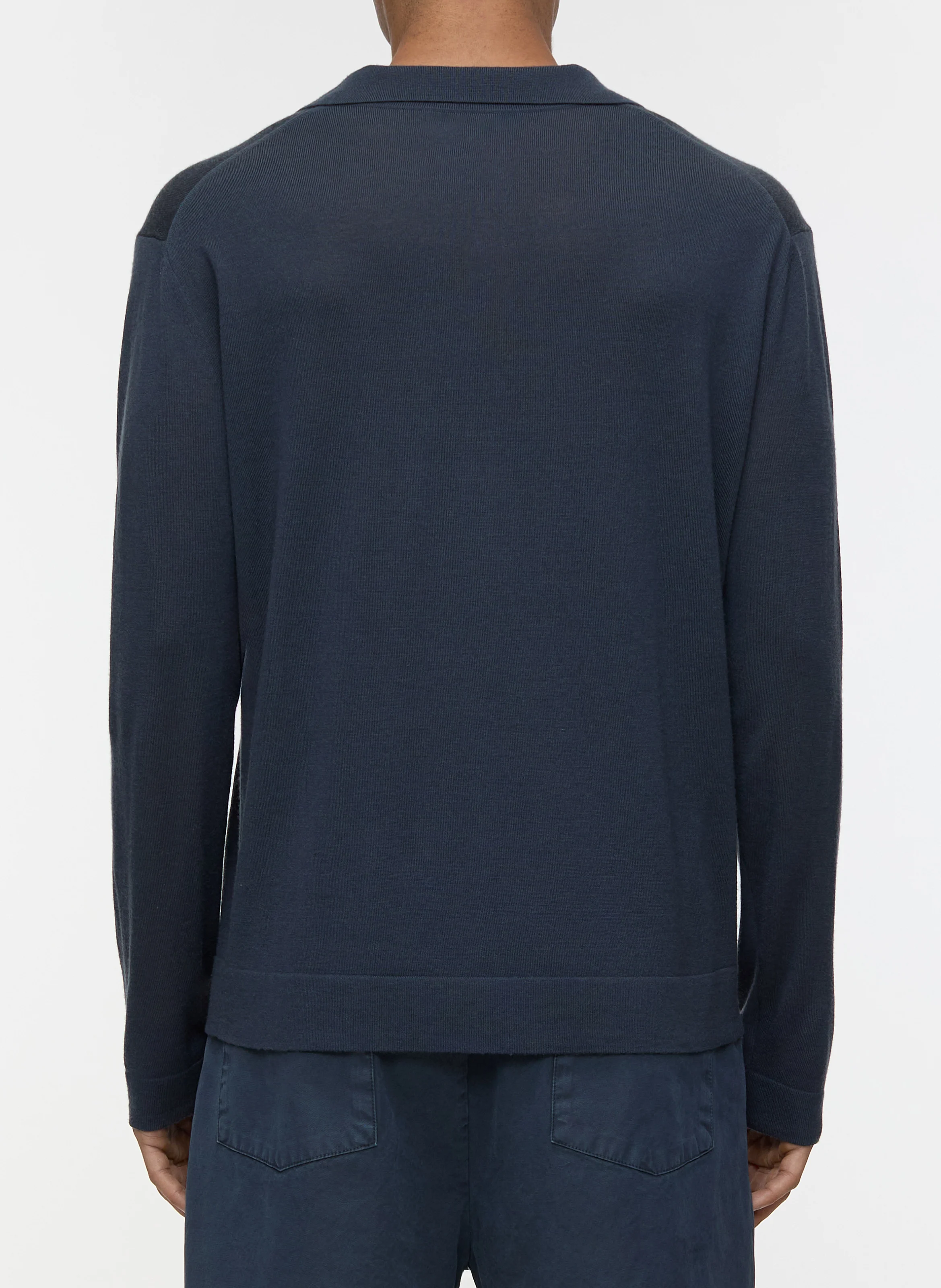 Polo manches longues en laine et cachemire | Bleu