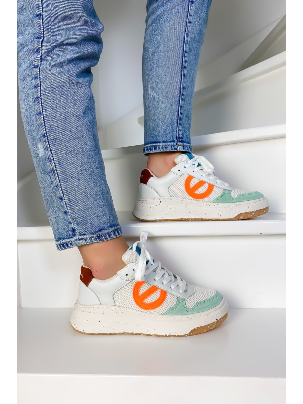 No Name - BRIDGET MID Grain White/Fluo Orange