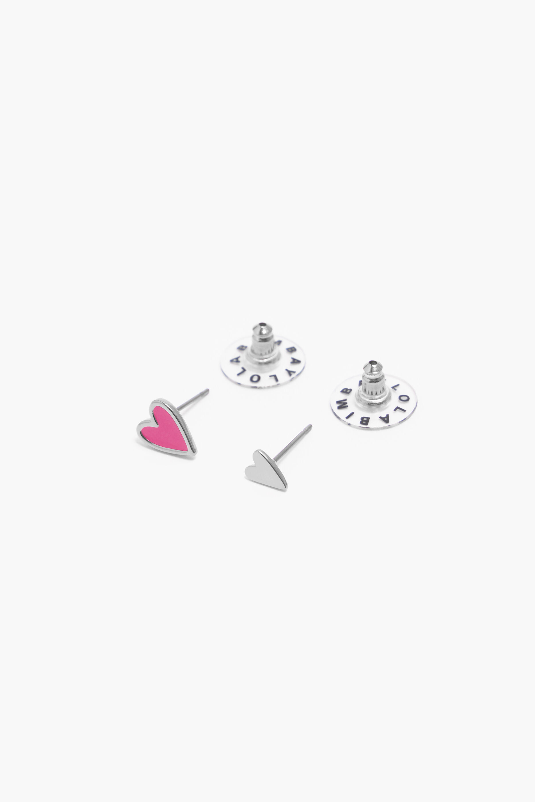Brincos de coração rosa em miniatura