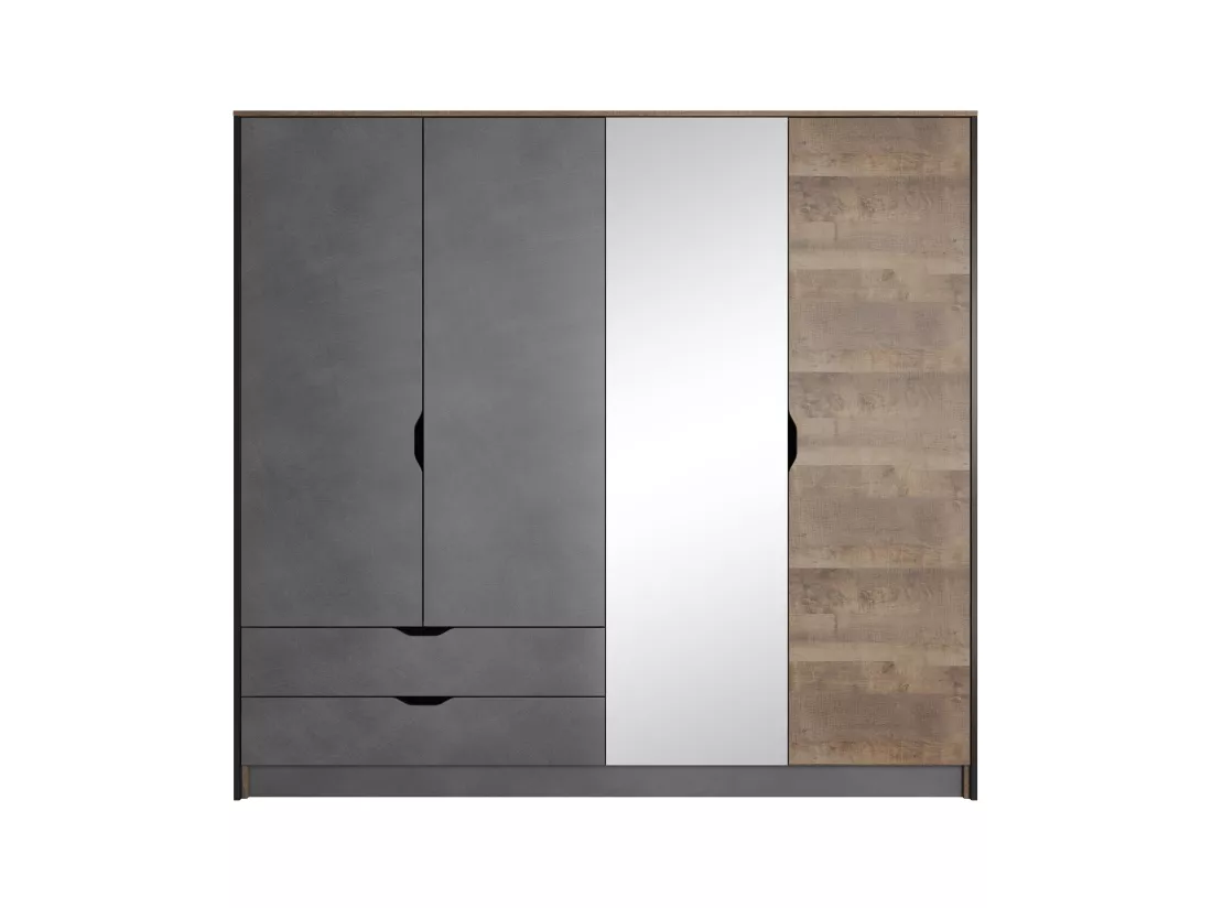 Armoire à portes battantes ARDEN LED 220x57x205 Crème & Gris