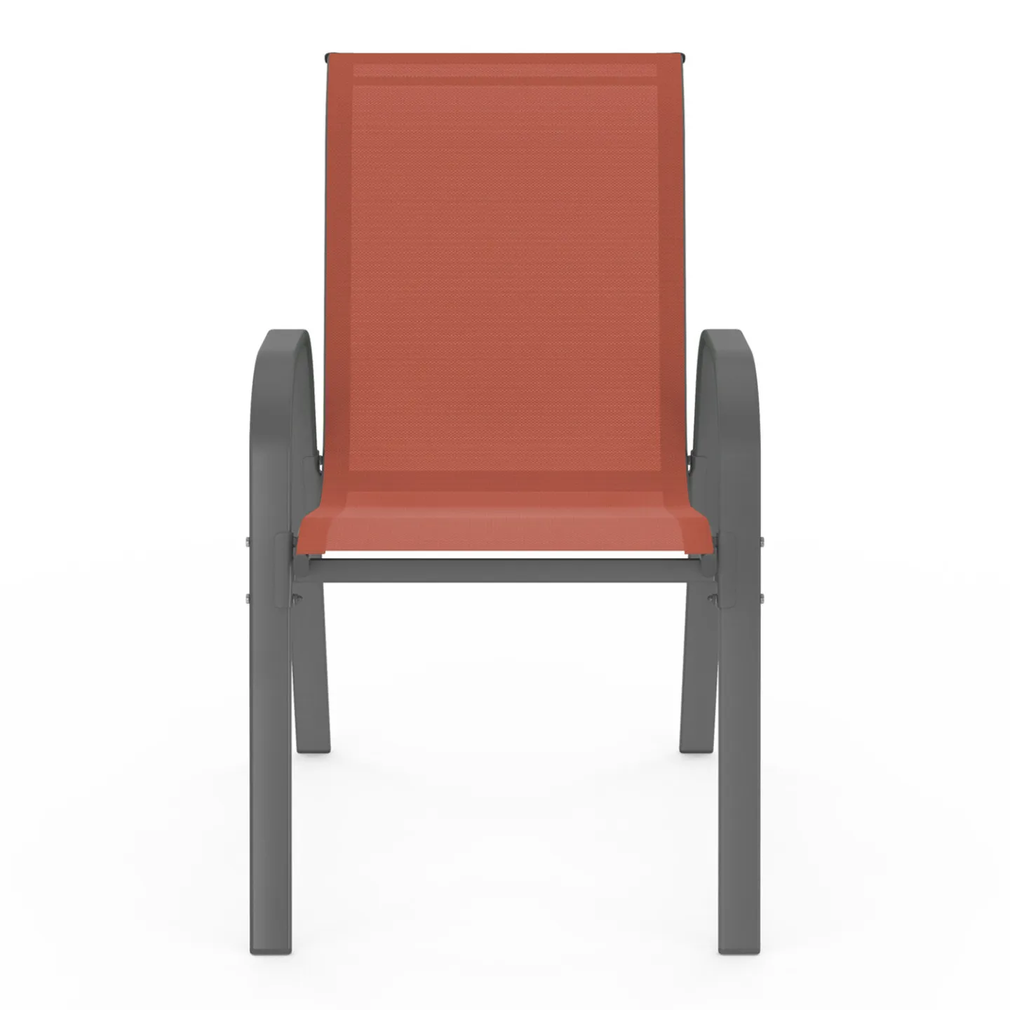 Lot de 6 chaises de jardin LYMA métal et textilène empilables terracotta