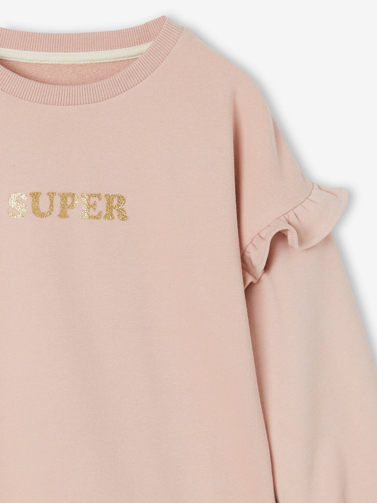 Blusa de moletom com babados personalizável para meninas, cor ferrugem