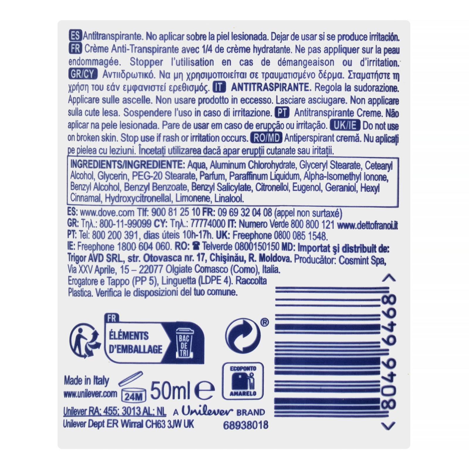 Déodorant crème anti-transpirant Dove Original