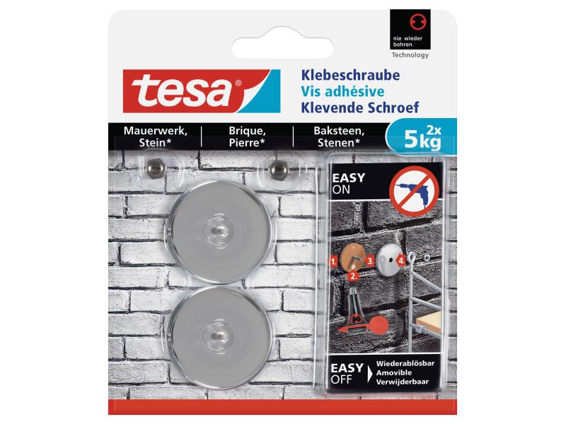 tesa Klebeschraube 5 kg für Mauern   Stein, rund 2 Stück