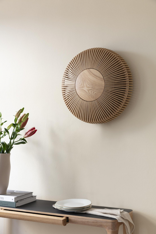 Umage Clava Up Wood wandlamp large Ø49 naturel eiken