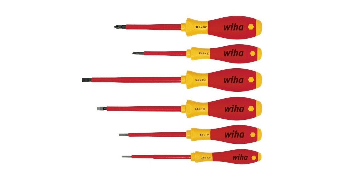 WihaSchroevendraaierset SoftFinish electric  (Rood/geel, 6-delig)