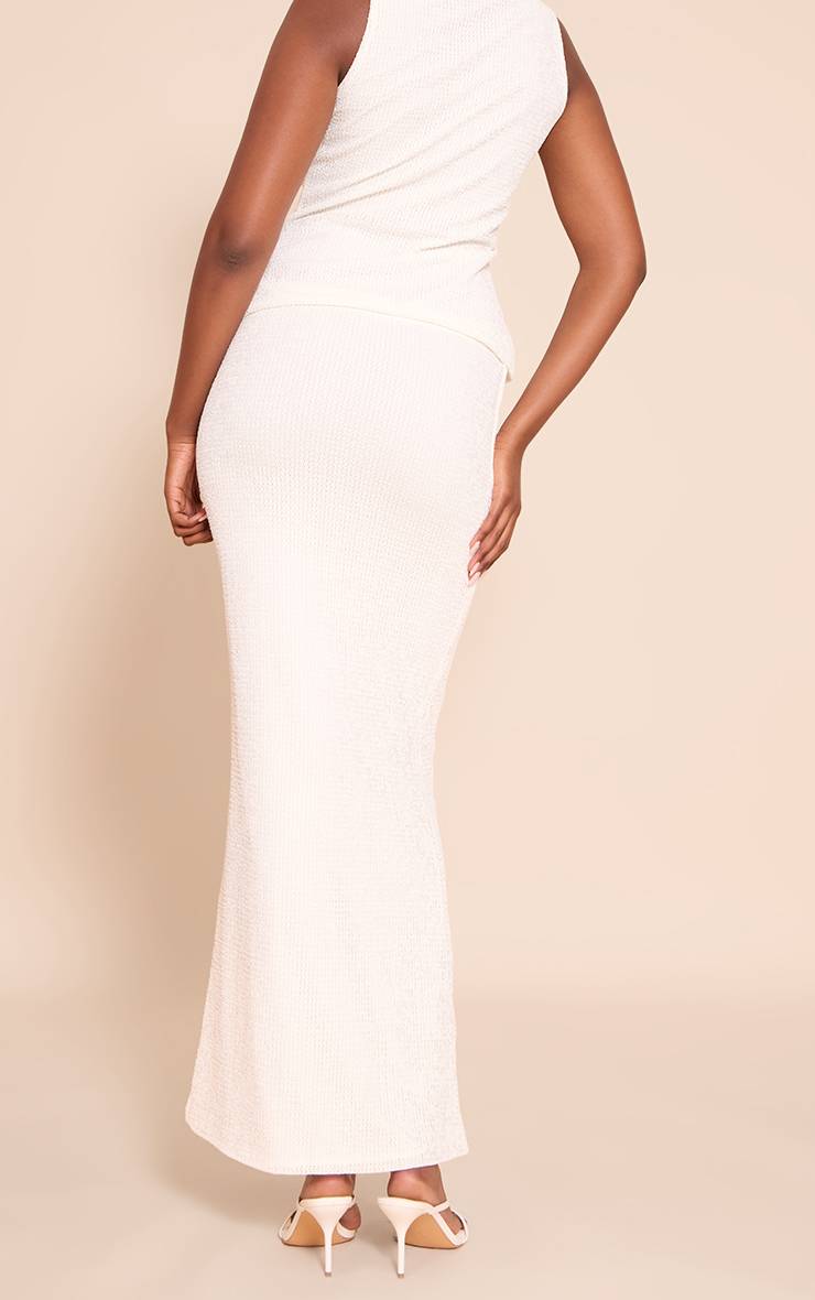 Blanc Ensemble Jupe Longue Texturée Doublée