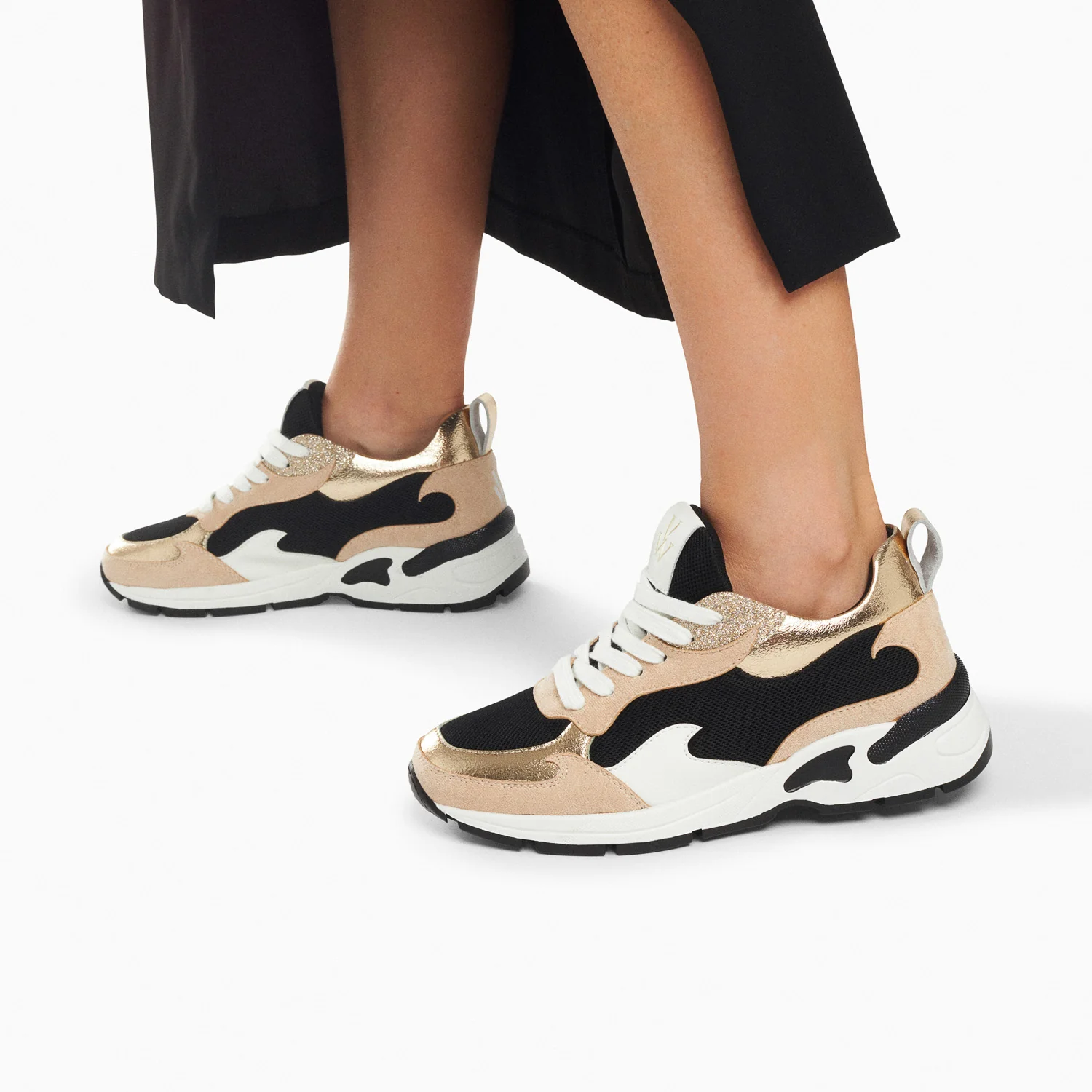 Sneakers-Baskets flamme Juliette noir et beige
