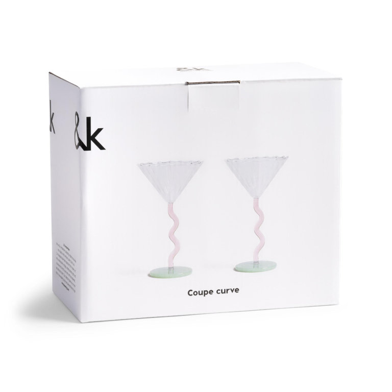 &klevering Curve coupe champagneglazen set van 2 caramel