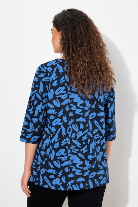 Shirt, A-Linie, Zierfalten, Carree-Ausschnitt, 3/4-Arm