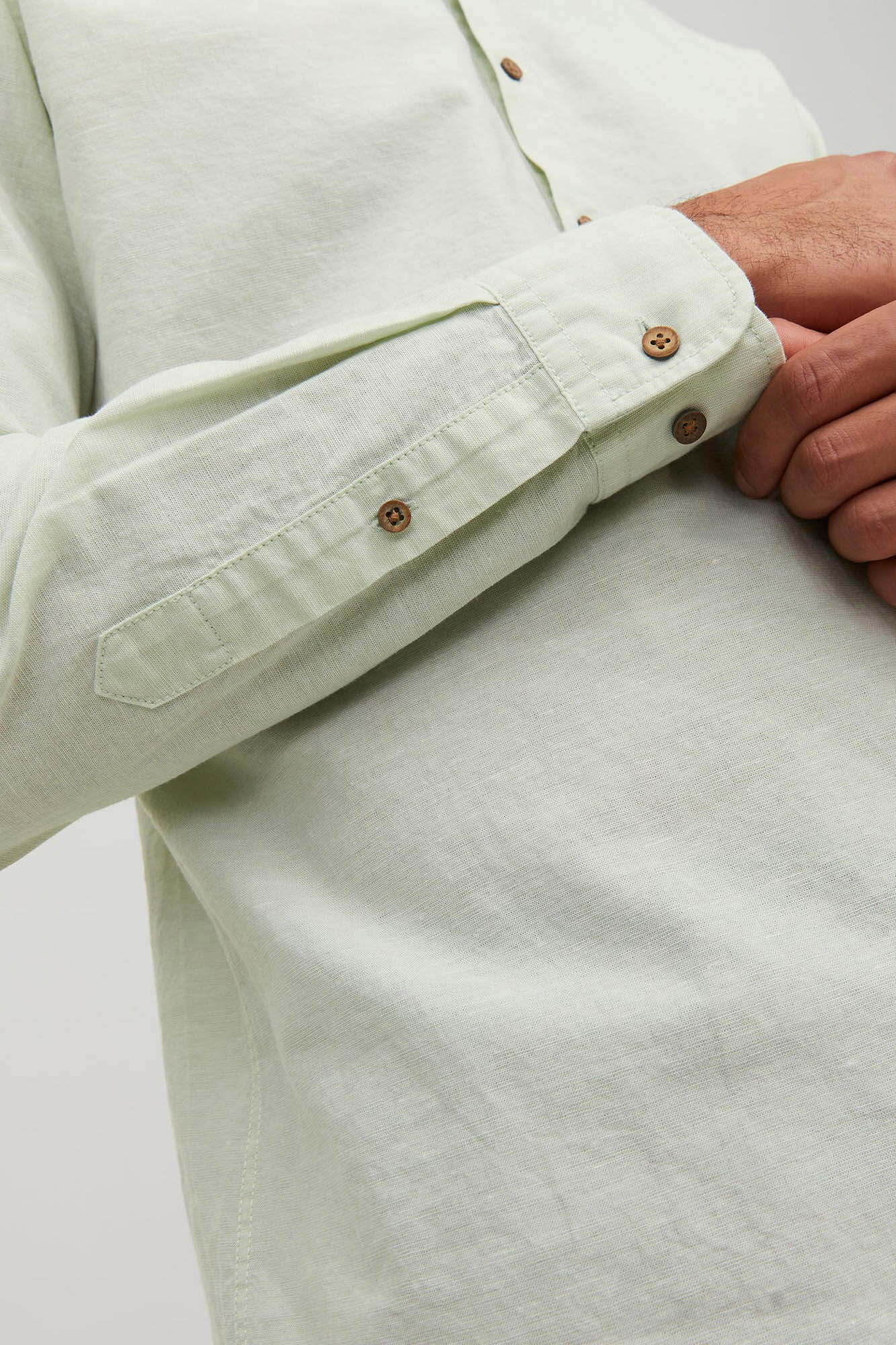 Camisa casual com gola mandarim - Verde