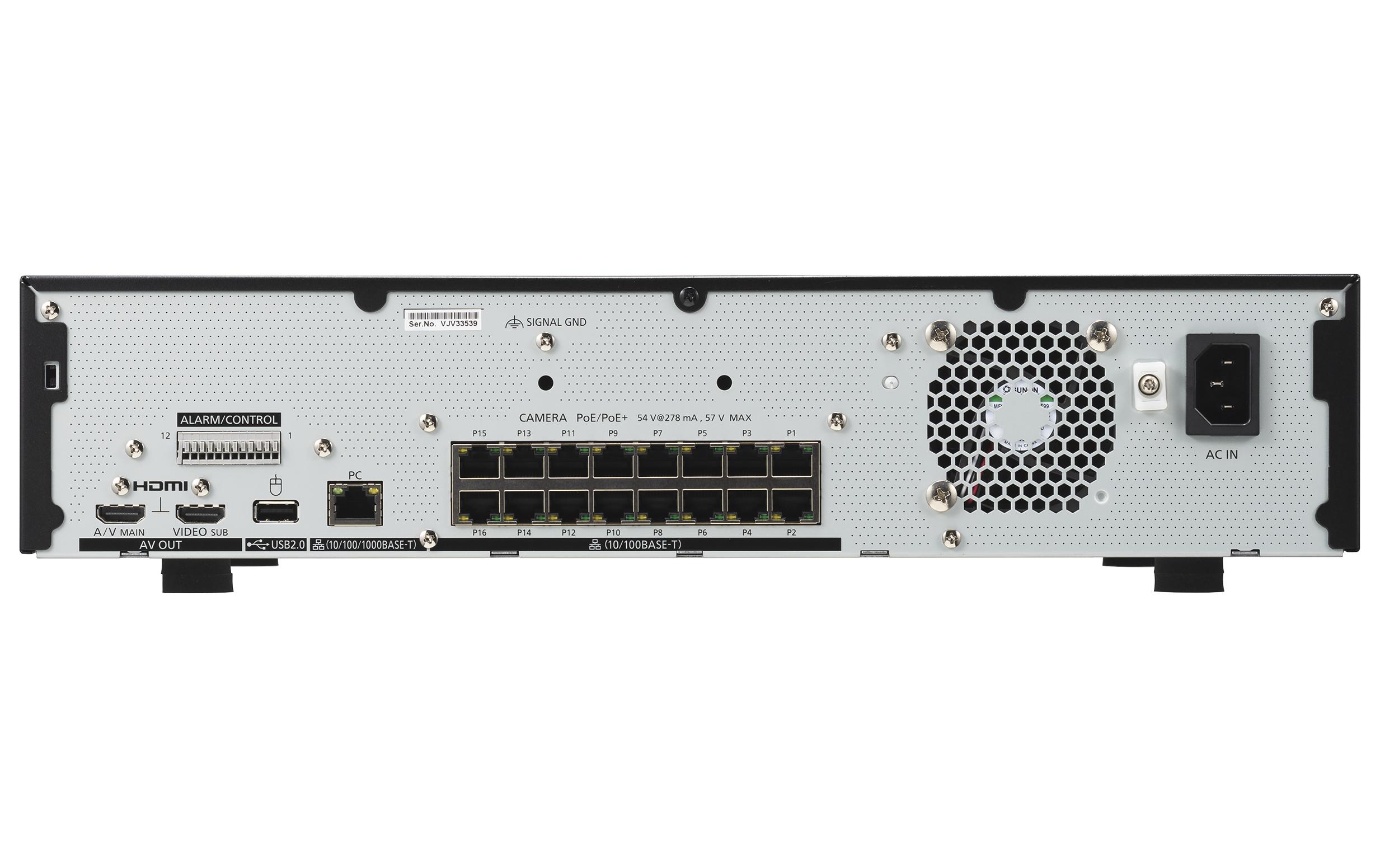 Netzwerkrekorder WJ-NU301KG 16 Kanal ohne HDD<br>Neue NVRs mit höherer Sicherheitsstufe und einfacher Installation mit integriertem PoE+ Switch