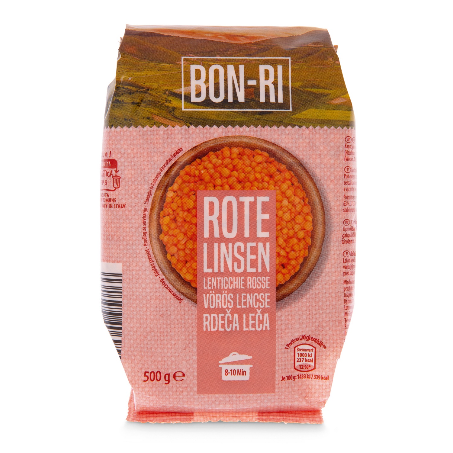BON-RI Hülsenfrüchte getrocknet, Rote Linsen 500 g