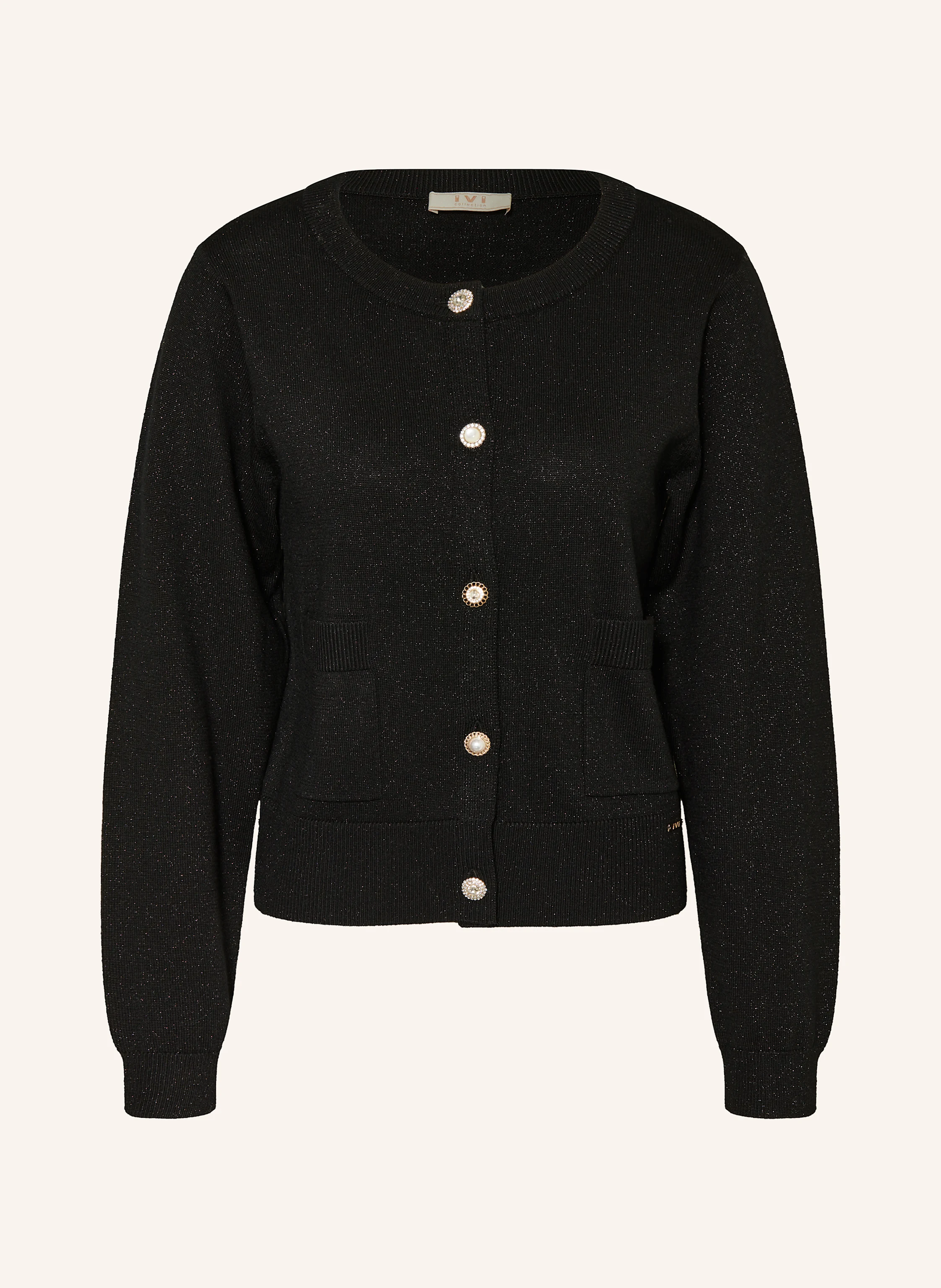 IVI collection Strickjacke mit Glitzergarn und Schmucksteinen