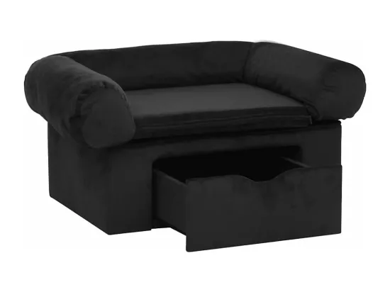 Canapé pour chien avec tiroir Noir 75x50x38 cm Peluche