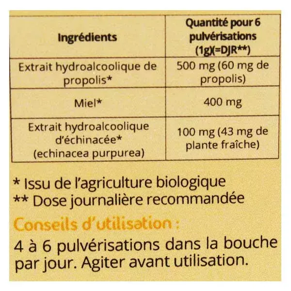 Spray Oral de Apiterapia Natural Propos com Própolis Verde Orgânica e Equinácea 15ml