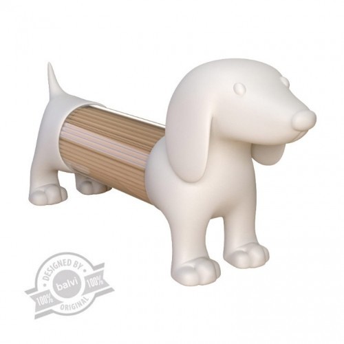 Porta-palitos em forma de dachshund branco
