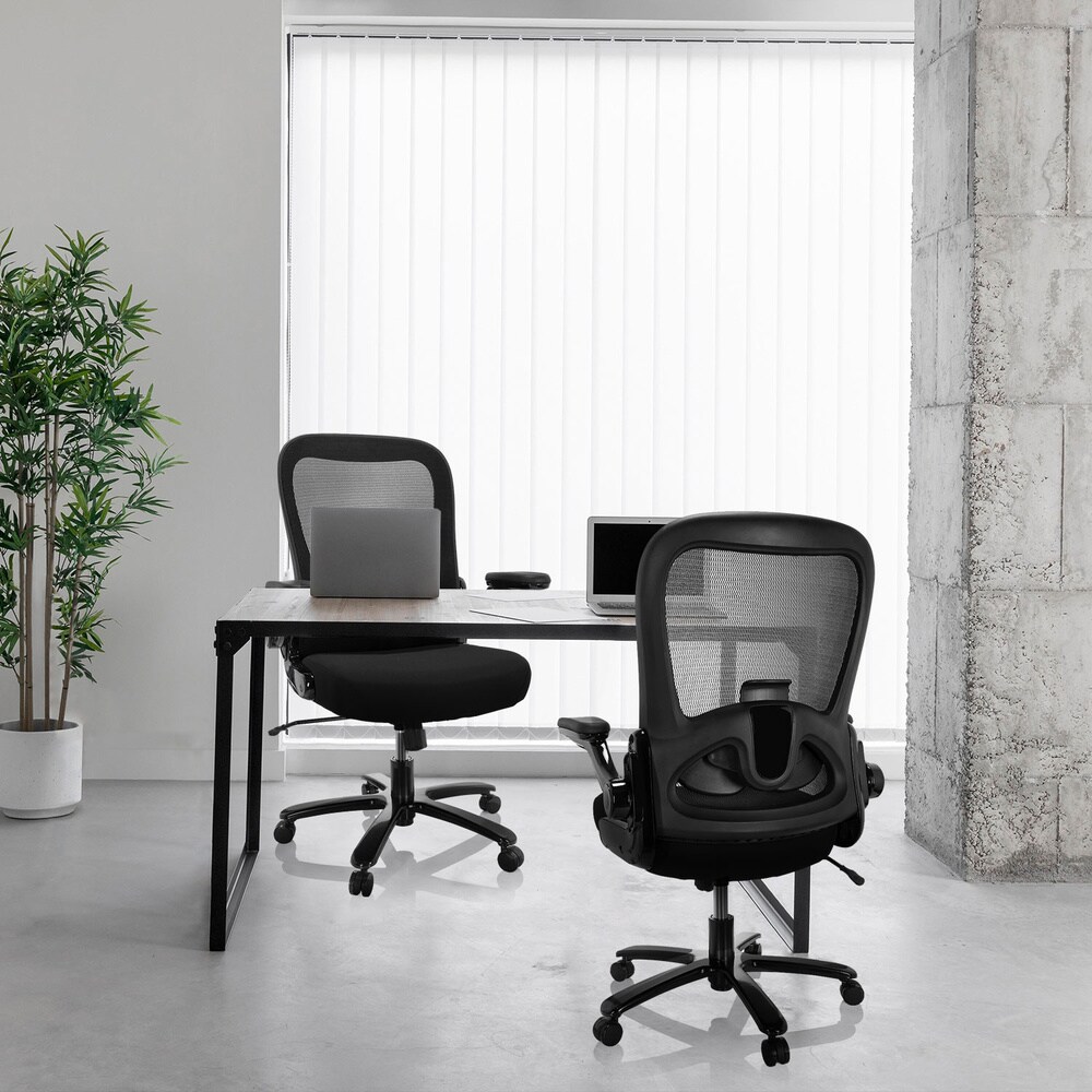 XXL Drehstuhl INSTRUCTOR SW I Stoff/Netzstoff mit abklappbaren Armlehnen hjh OFFICE