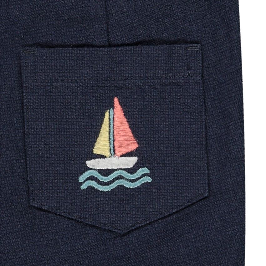 Ensemble chemise imprimé bateaux et bermuda en toile pour bébé garçon - Bleu marine