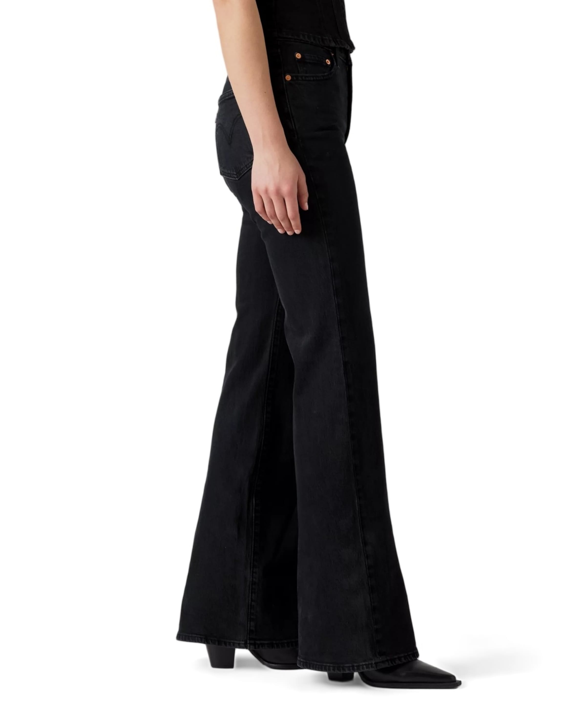 Levi's RIBCAGE FLARE H2'26 SLIGHT NIGHT STR dames jeans zwart