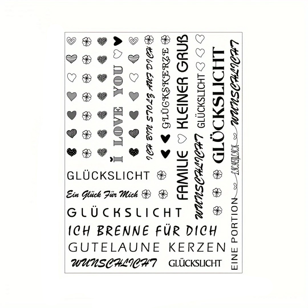 (3er Set) Wasserfeste Kerzen Aufkleber DIY Deko Tattoo Folien Sticker - Schwarz