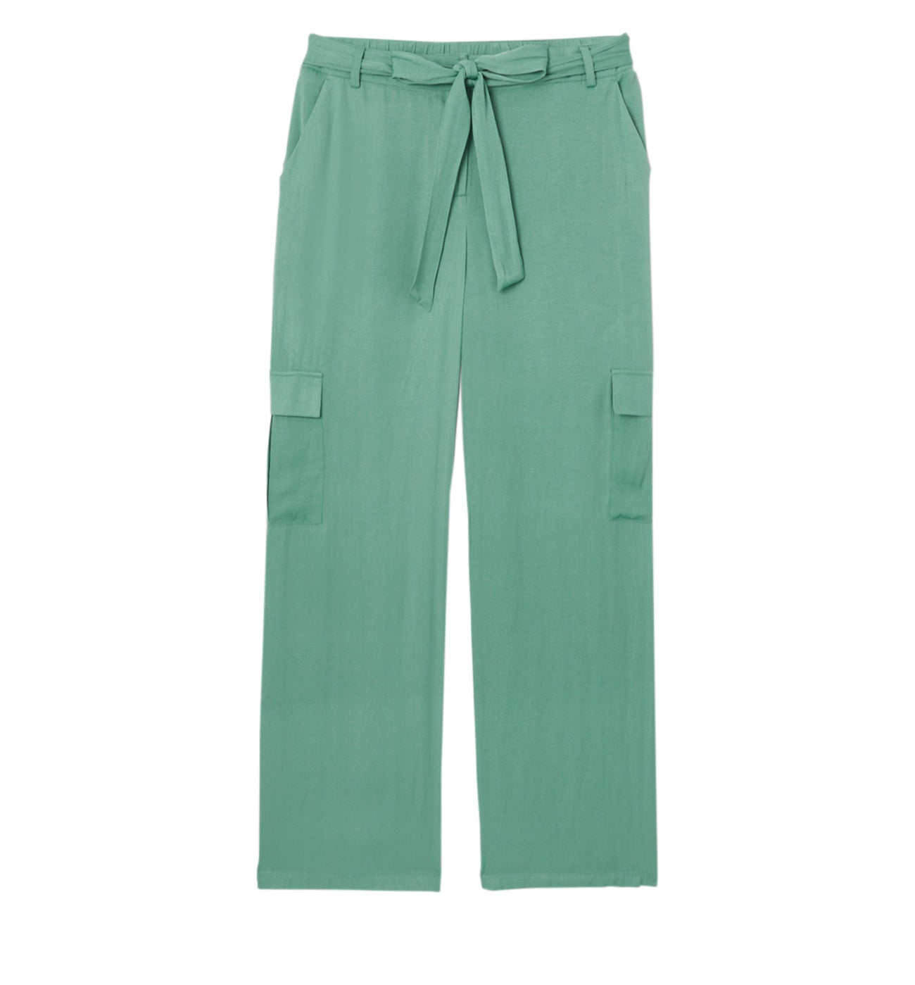 Pantalon cargo en satin Femme - Turquoise